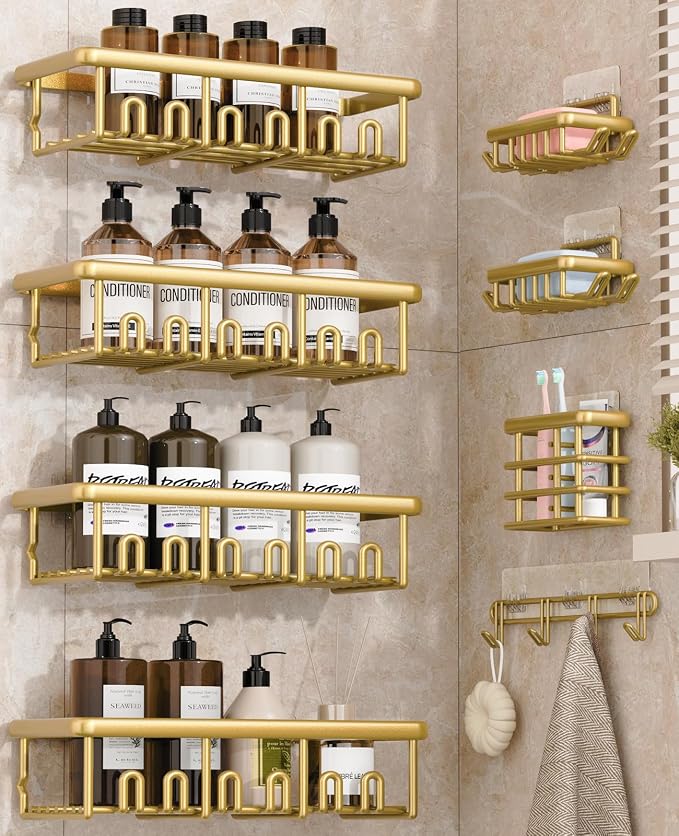 8 Pack Adhesive Rustproof Shower Shelves by Unknown