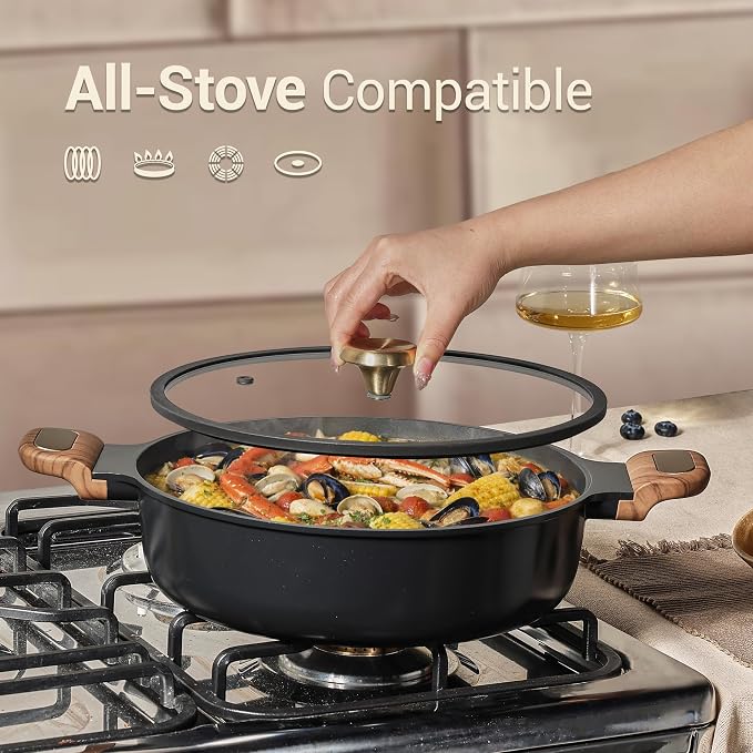 CAROTE 4.5Quart Stock Pot with Lid, Non Toxic Ceramic Soup Pot, Nonstick - Image 5