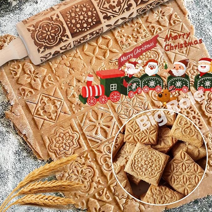 Christmas Embossed Rolling Pin for Baking Cookies Embossing Rolling Pins - Image 8