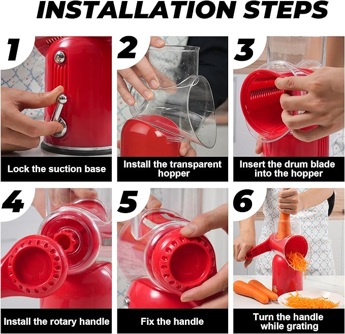 Rotary Cheese Grater Manual Hand Crank - Image 6