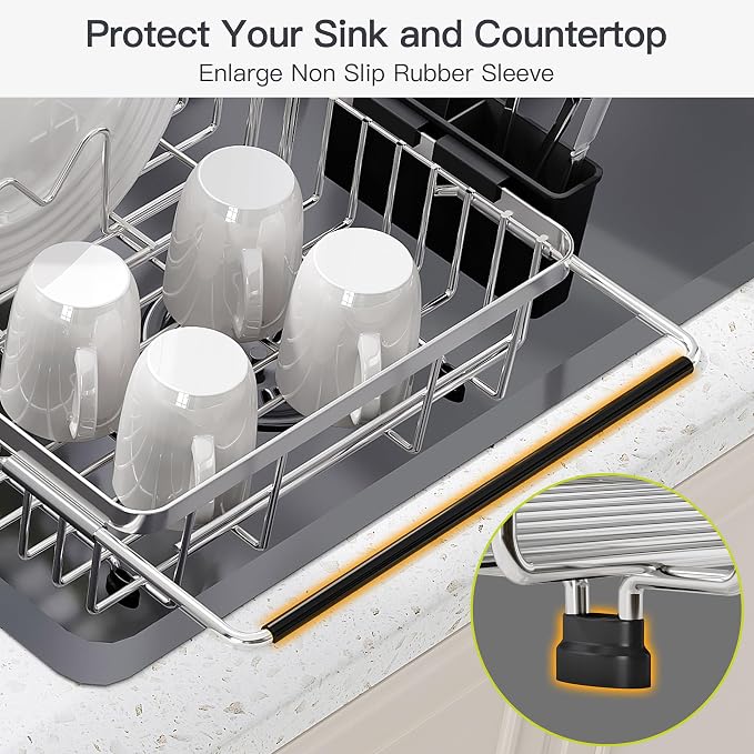 Expandable Stainless Steel Dish Drying Rack Over The Sink - Image 7