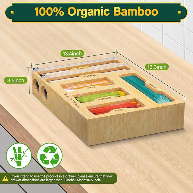 KOCWELL Bag Organizer and Plastic Wrap Dispenser - Image 2