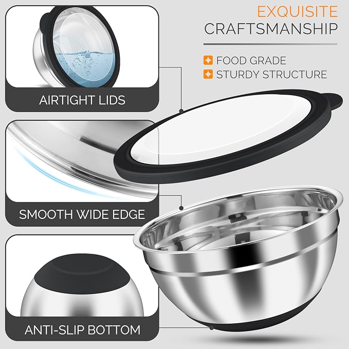 HaWare Mixing Bowls, 24-Piece Stainless Steel Salad Serving Bowl - Image 5