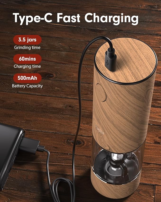 TOMEEM Upgraded Larger Capacity Electric Salt and Pepper Grinder Set - Image 3