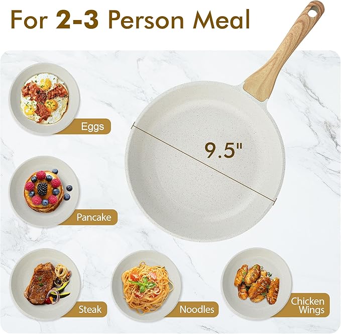 SENSARTE Nonstick Ceramic Frying Pan Skillet, 9.5 Inch Omelet Pan, Healthy Non - Image 6