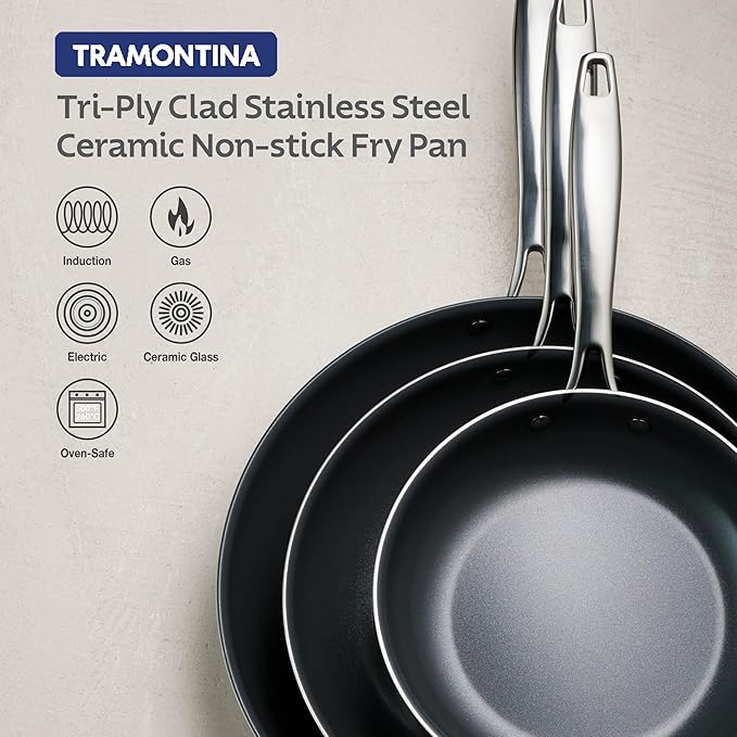 Tramontina Signature 12-Inch Tri-Ply Clad Stainless Steel Large Frying Pan - Image 5