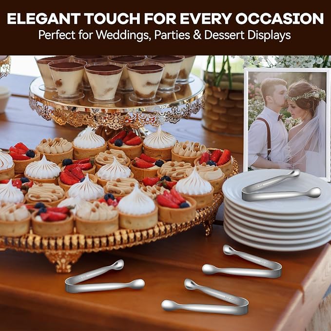 HOTEC 12-Pack Mini Sugar Tongs Stainless Steel Ice Tongs 4.3Inch Serving Tongs - Image 6