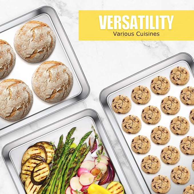 Terlulu Baking Sheet, Cookie Sheet, Stainless Steel Baking Pan, 2 Piece-19.6''x - Image 6