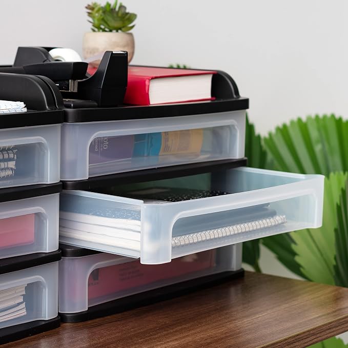 IRIS USA Plastic Desk Top 3-Drawer Storage Organizer - Image 8