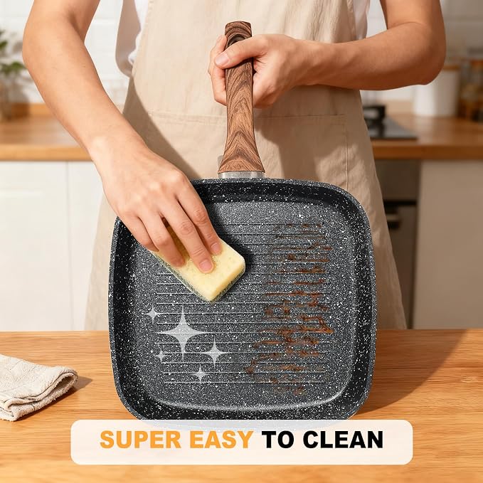 NEWBULIG 3-Piece Nonstick Grill Pan Set, Square Griddle Pans - Image 3