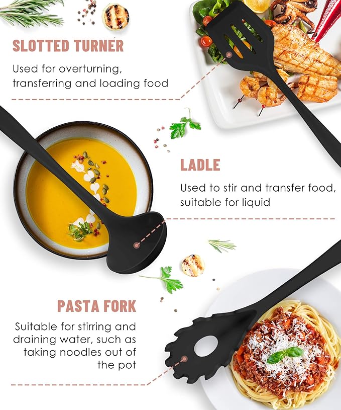 Pranski Kitchen Utensils Set-12 Pieces Silicone Cooking Utensils Set Dishwasher - Image 4