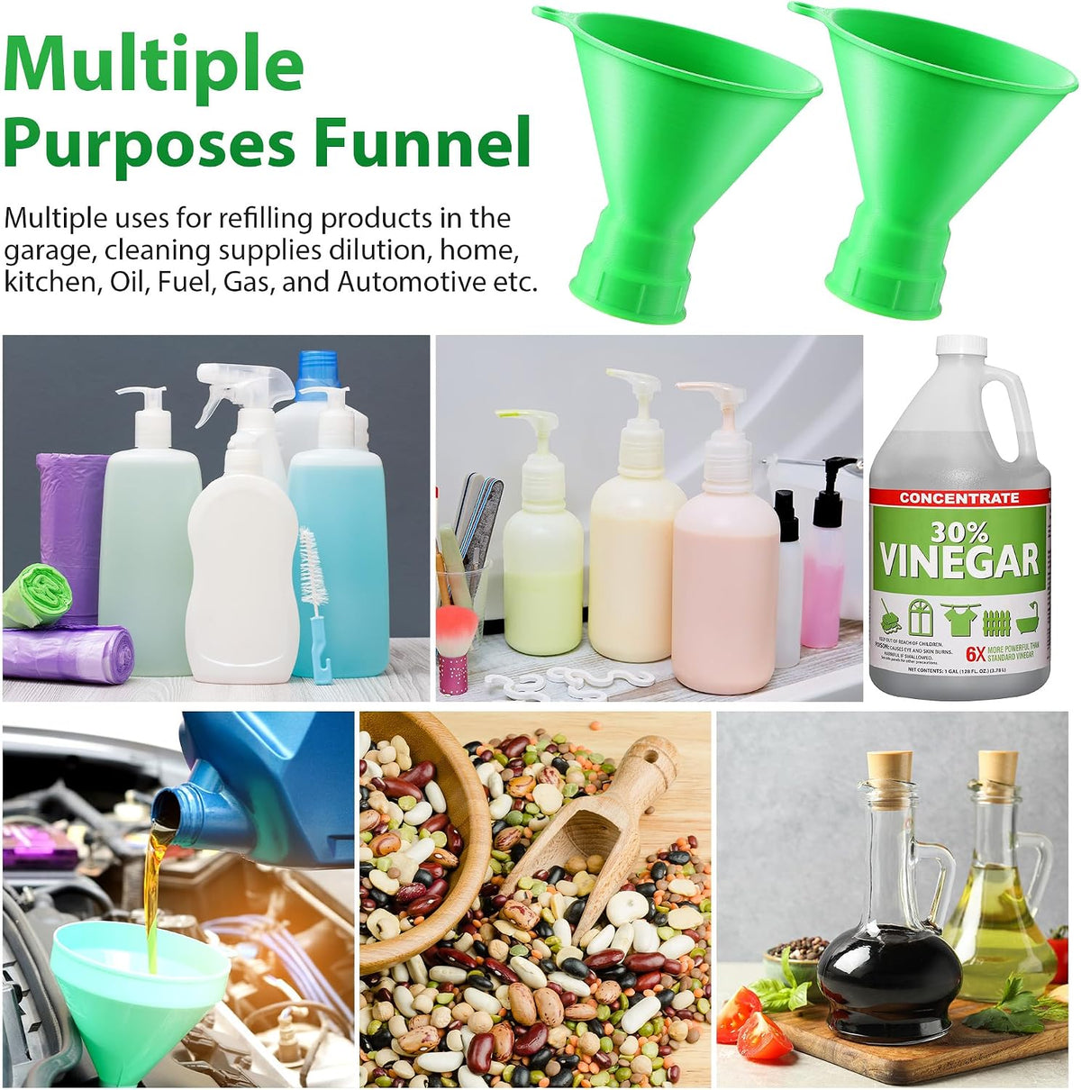 Threaded Funnel Easy Fill Funnel, Twist On Bottle Refill Adapter