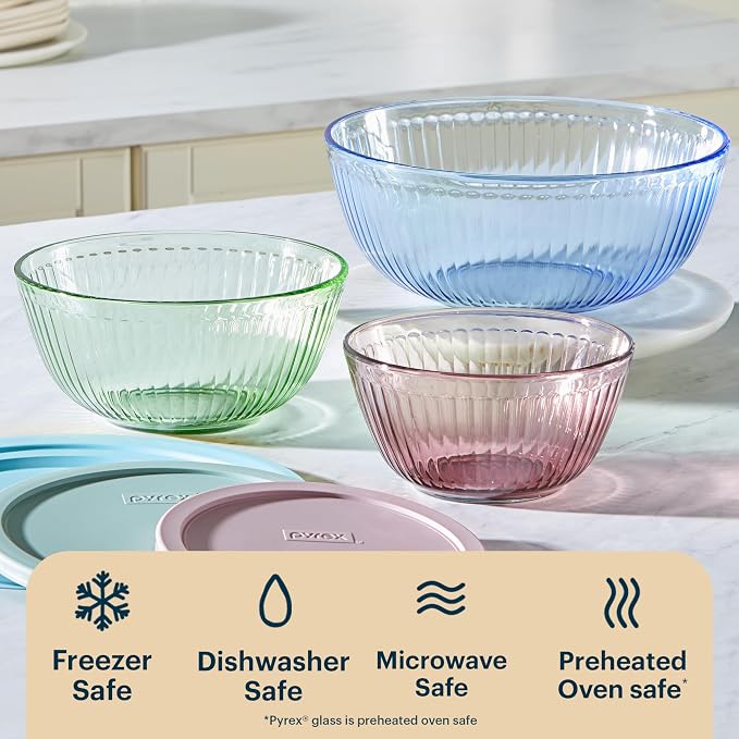 Pyrex Colors Sculpted Tinted Glass Mixing Bowls - Image 6