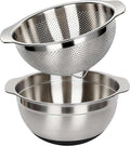 304 Stainless Steel Colander, 5 QT Large Capacity and 5QT Mixing Bowl, 2mm by Qimh