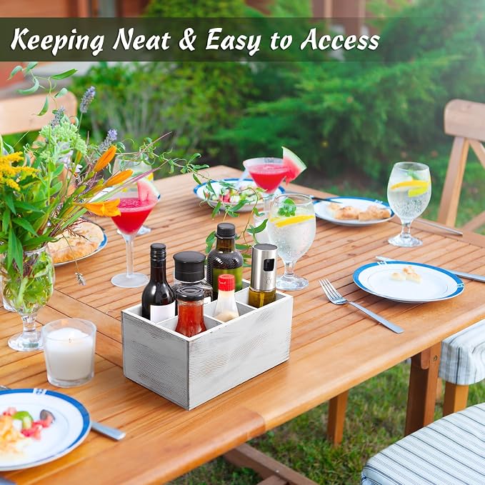 DRASTAR Silverware Caddy, Wooden Utensil Holder, Picnic Cutlery Holder - Image 4