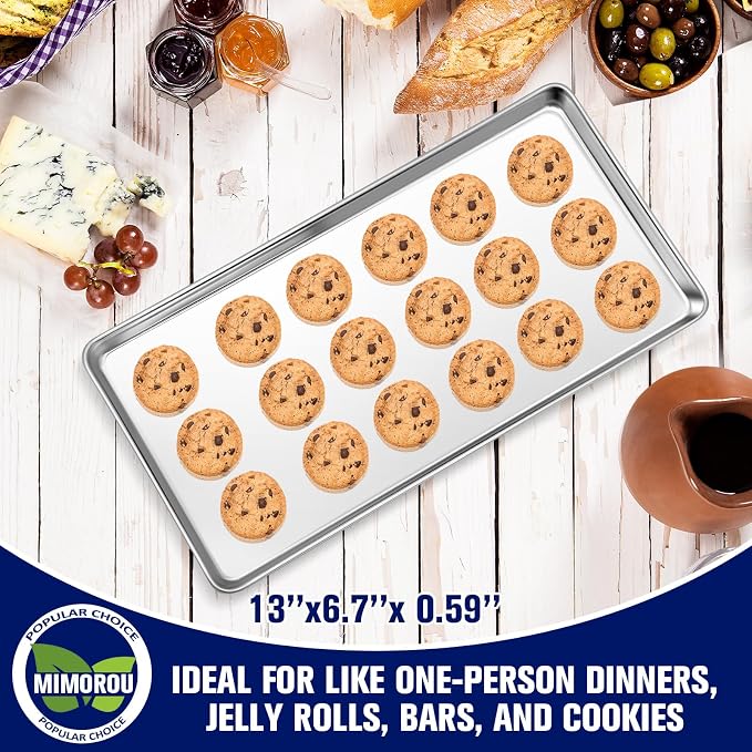 Mimorou 12 Pcs Baking Sheet Stainless Steel Cookie Small Metal Sheet Pans - Image 5