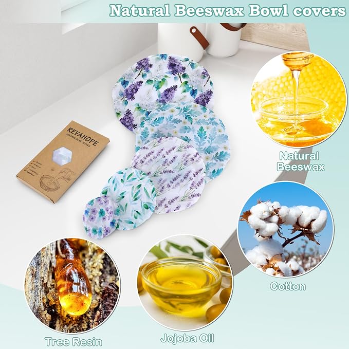 5-Size Reusable Beeswax Bowl Covers - Image 3