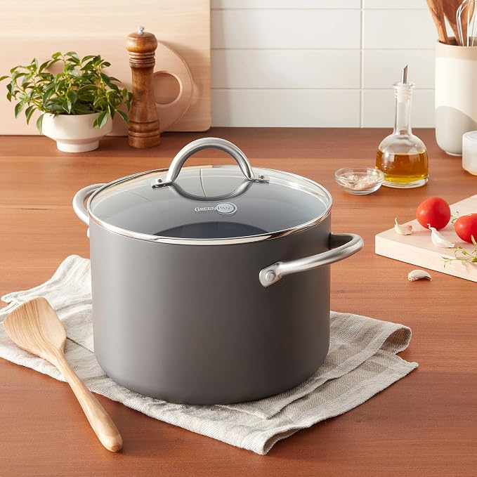 GreenPan Lima Hard Anodized Healthy Ceramic Nonstick 8QT Stock Pot - Image 5
