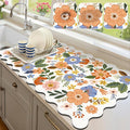 LOKHOM Scalloped Floral Dish Drying Mat, Cuttable Hide Stain Non-slip Drying Mat by LOKHOM