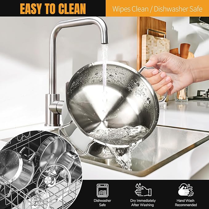 Aufranc Stainless Steel pots and pans set, 6 Piece Nonstick Kitchen Induction - Image 6