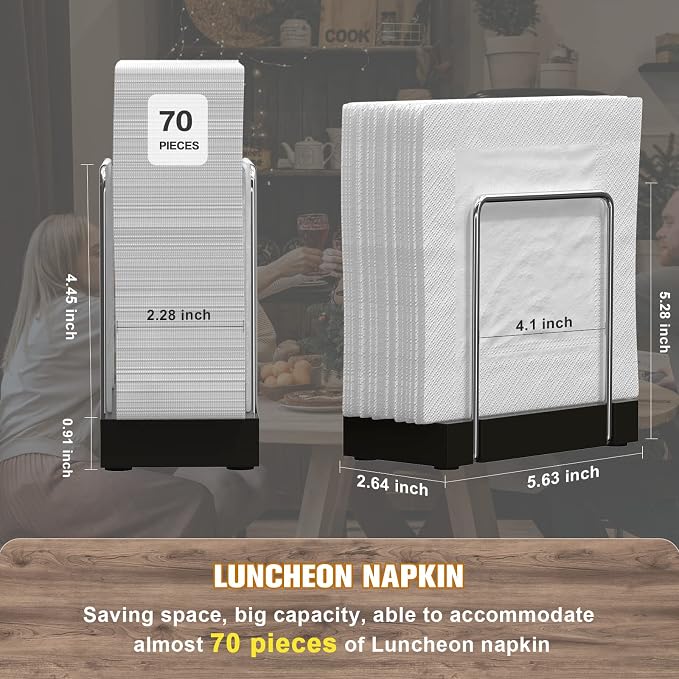 Napkin Holder for Table, Bamboo Iron Standing Napkin Dispenser for Kitchen - Image 7