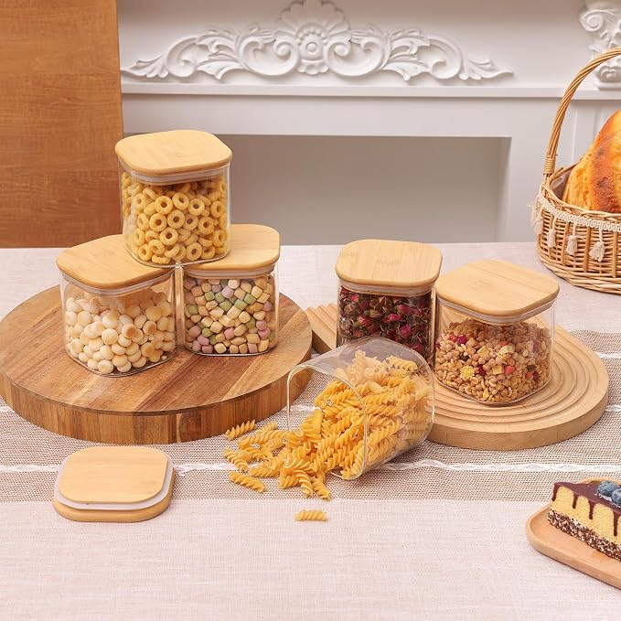 Moretoes 6 Pack 0.6qt Square Glass Storage Containers - Image 5