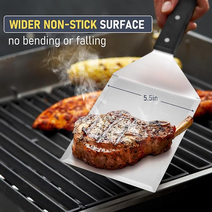 Metal Spatula Set of 2, HaSteeL Stainless Steel Large Griddle Spatulas - Image 3