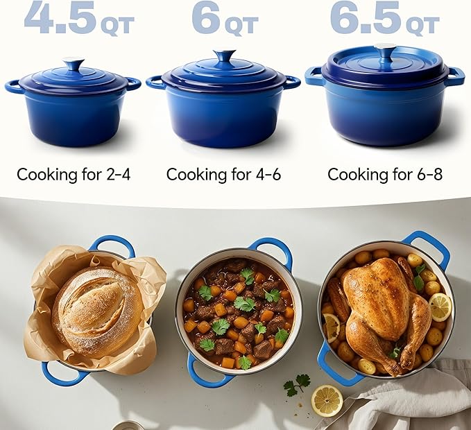 4.5 Quart Dutch Oven Pot with Lid, Non Stick Enameled Cast Iron Dutch Oven - Image 3