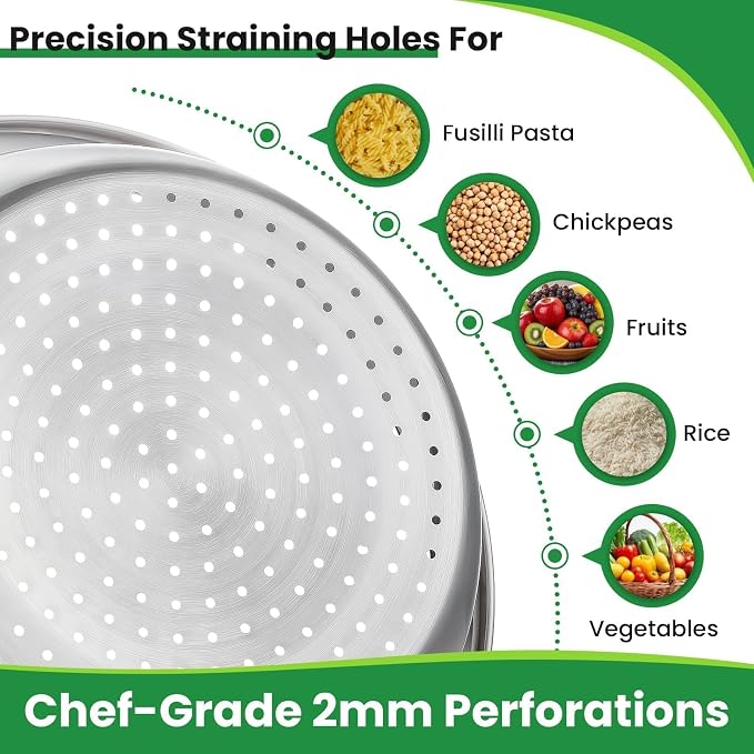 3.5QT Hands-Free 304 Stainless Steel Strainer and Colander - Image 5