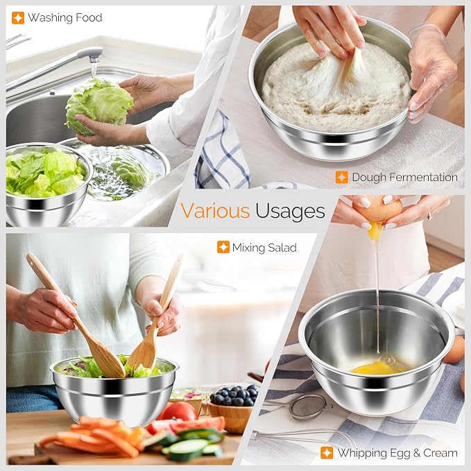 HaWare Mixing Bowls, 24-Piece Stainless Steel Salad Serving Bowl - Image 6