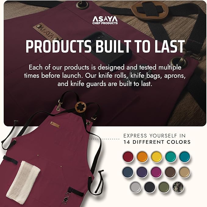 Asaya Chef and BBQ Apron with Bottle Opener and Hand Towel - 10oz Cotton Canvas - Image 6