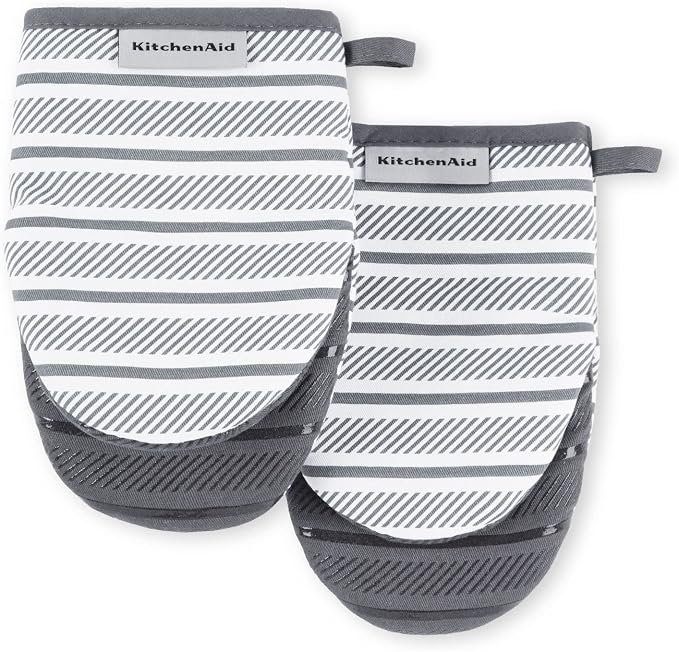KitchenAid Albany Mini Oven Mitt 2-Pack Set, Charcoal Grey by KitchenAid