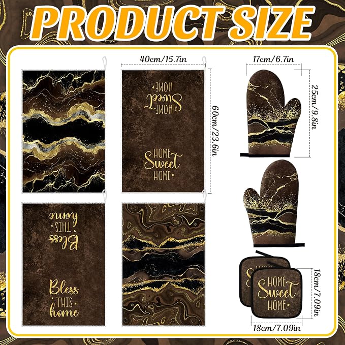 Leinuosen 8 Pcs Kitchen Towels and Dishcloths Sets Oven Mitts and Pot Holders - Image 3