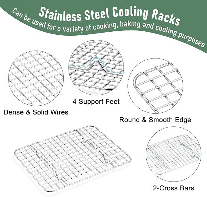 Homikit Cookie Sheet with Rack, 10 x 8 Inch Stainless Steel Small Baking Sheet - Image 4