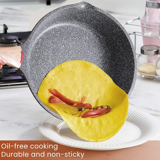 Starunder Induction Nonstick Skillet Frying Pan, Swiss medical stone Omelette - Image 2