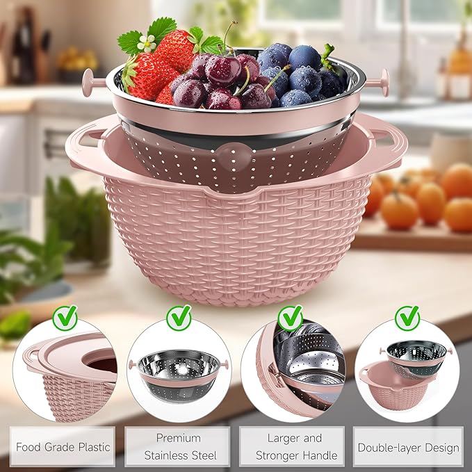 4-1 Colander with Bowl & Spoons Set - Image 6