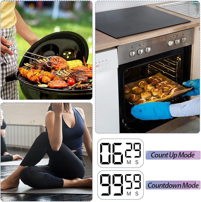 Weewooday 24 Pcs Digital Kitchen Timer Magnetic Timer Bulk On/Off Switch Minute - Image 2
