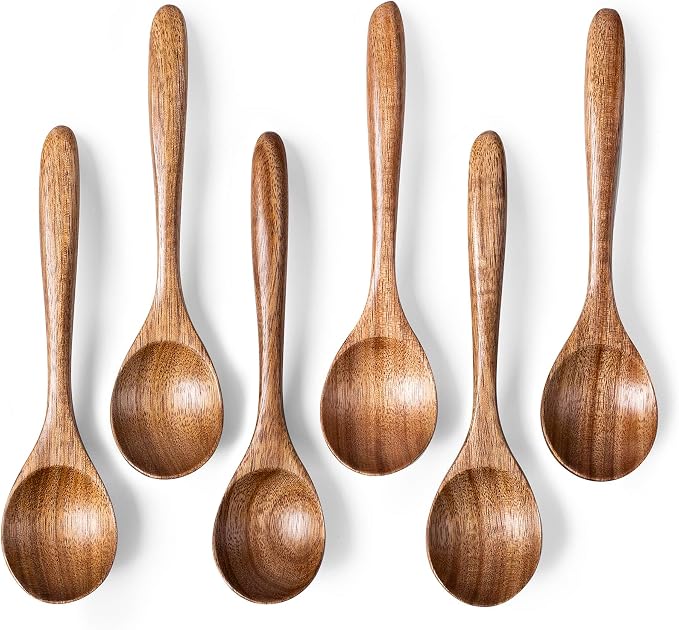 6 PCS Wooden Spoons for Honey, 6.7 inch Small Wooden Spoons by HEFILD