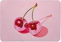 Pink Cherry Disco Ball Dish Drying Mat, Preppy Glam Cherries Coffee Bar Mat by Unknown