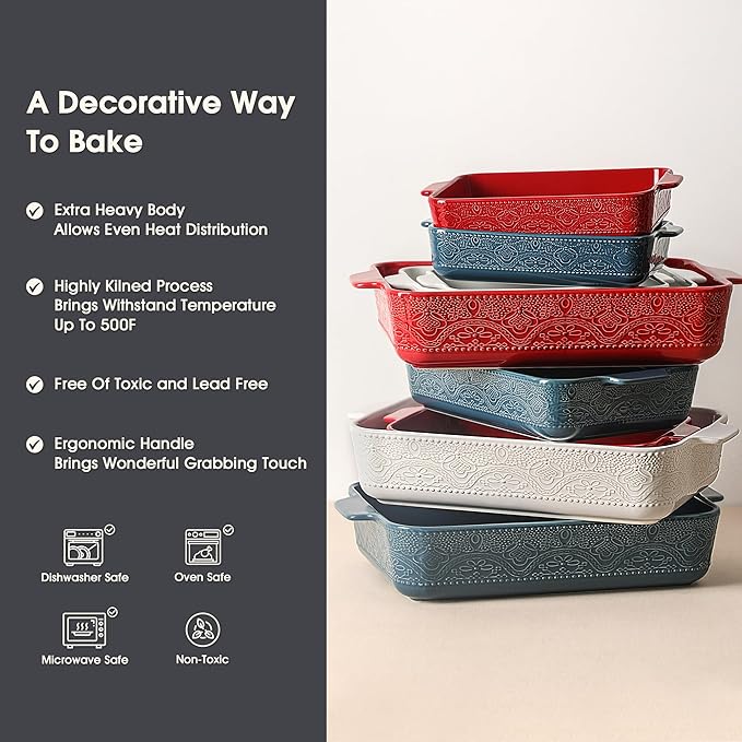 Ceramic Baking Dish Set of 3, Casserole Dishes - Image 5