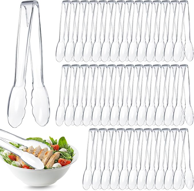 Tessco for you 50 Pcs Plastic Tongs for Serving Bulk, 9 Inch Plastic Disposable by Tessco