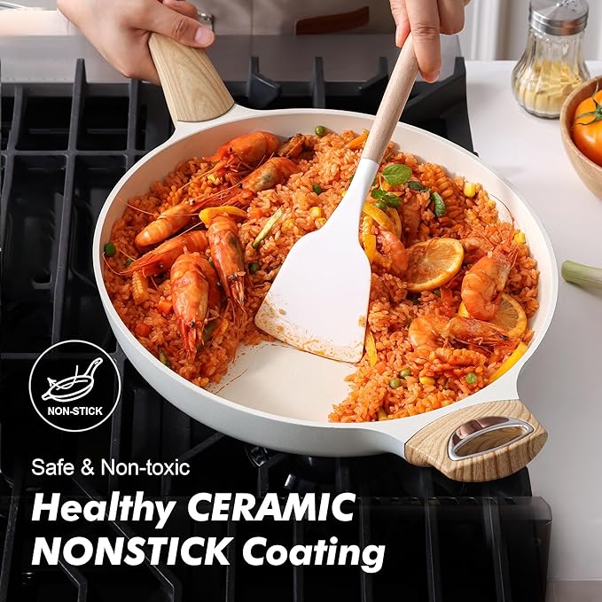 SENSARTE Ceramic Nonstick Frying Pan Skillet 12.5Inch Non Stick Pan - Image 2