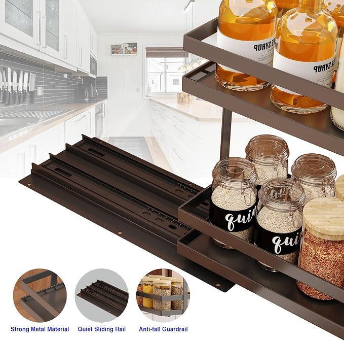 Mustorn 4 Pack Pull Out Spice Rack Organizer - Image 3