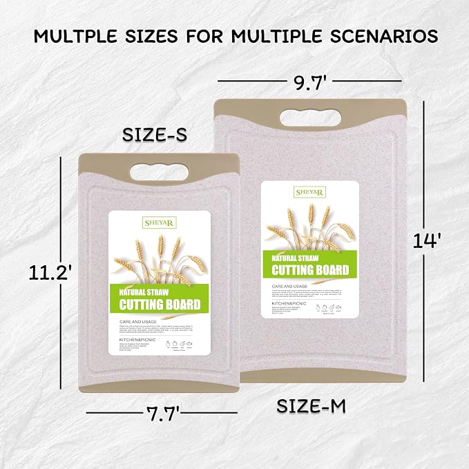 Cutting Board for Kitchen, Wheat Straw Fiber Cutting Board, Dish Washer Safe - Image 3