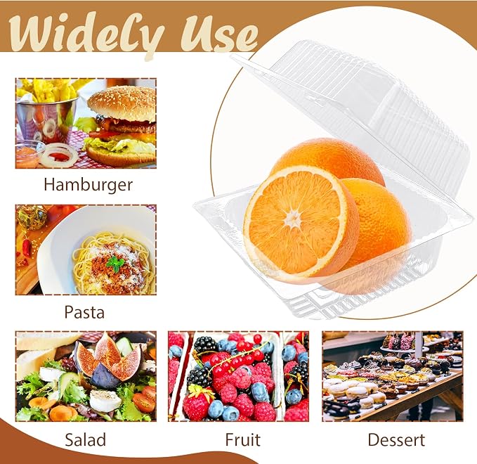 Jizvxe 300 Pcs Clear Plastic Take out Containers, Square Hinged Takeout Tray - Image 5