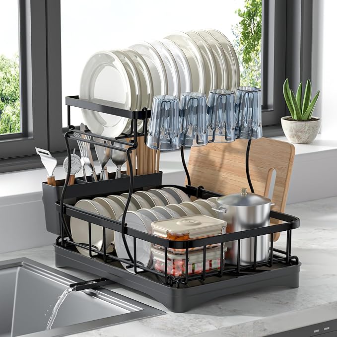 2 Tier Dish Rack, Carbon Steel Dish Drying Rack by Unknown
