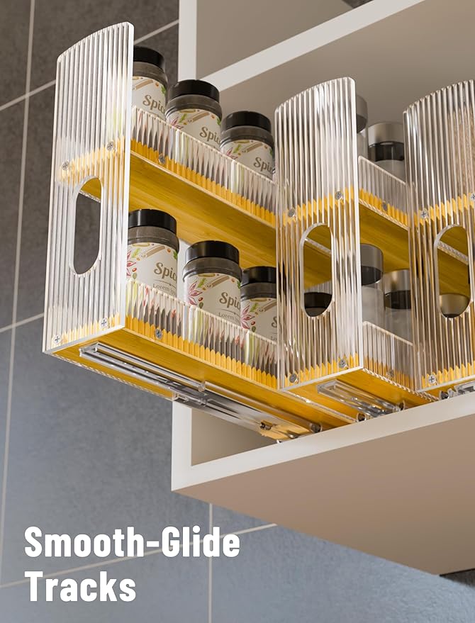 NiHome Bamboo Pull-Out Spice Rack Organizer - Image 4