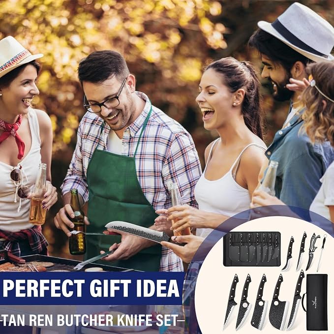 TAN REN 7PCS BBQ Knife Set, Professional Butcher Knives - Image 7