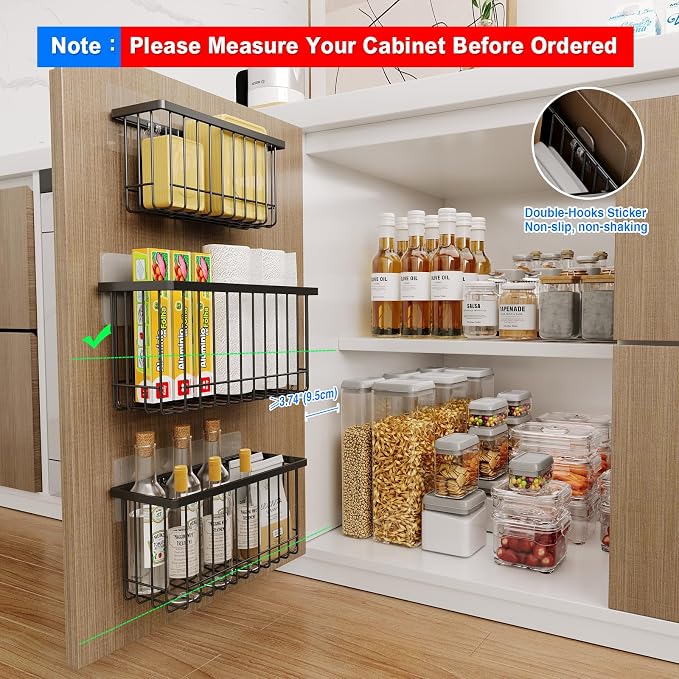 MUSTORN 3 Pack Adhesive Cabinet Door Organizer, Lid Organizers Inside Cabinet - Image 2
