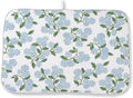 Blue Sage Green Floral Dish Drying Mat 18 x 24 Inch Spring Hydrangea Floral by Sorktse